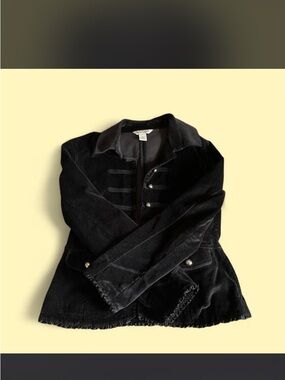 White House Black Market Black Velvet Military-Inspired Jacket